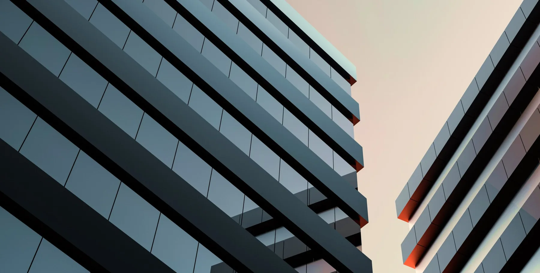 Facade of a Hong Kong residential development, viewed from below